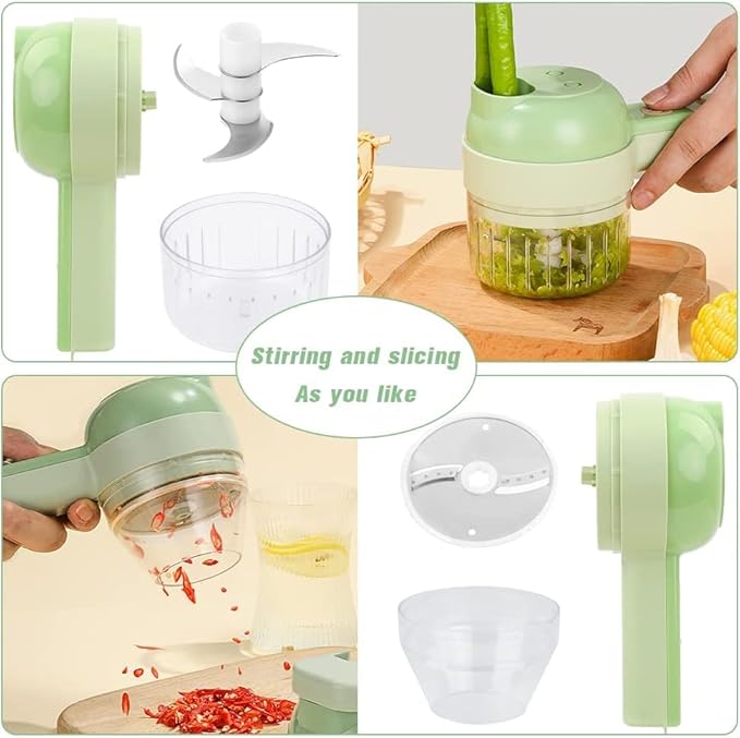 Electric Vegetable Cutter Set – 4 in 1 Portable