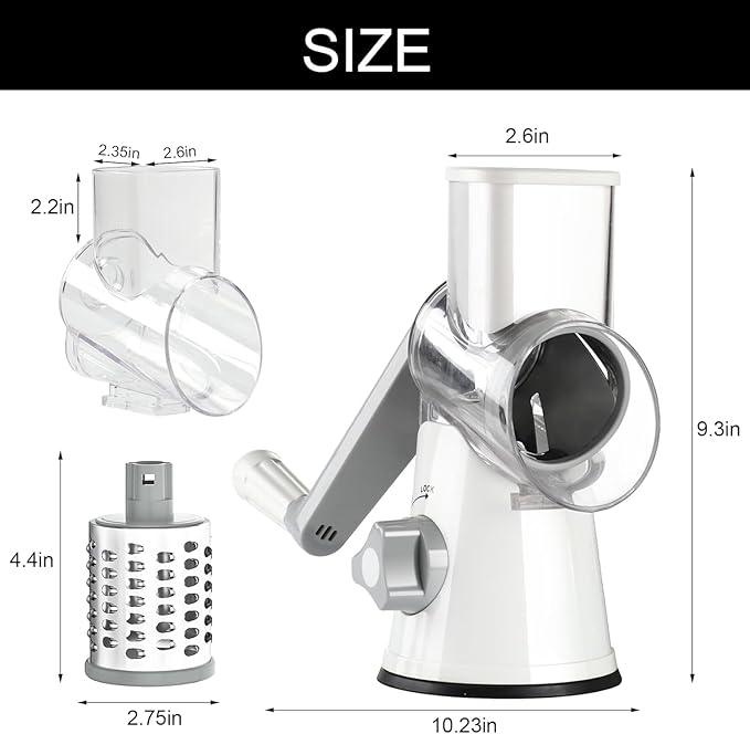 3-in-1 Drum Grater – Manual, Versatile & Safe