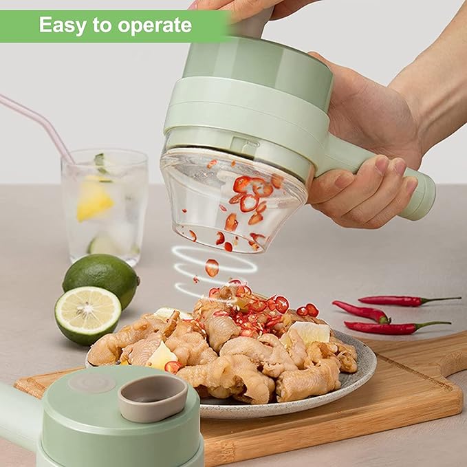 Electric Vegetable Cutter Set – 4 in 1 Portable