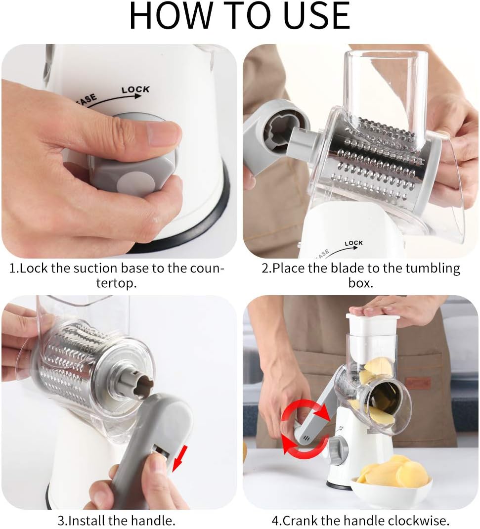 3-in-1 Drum Grater – Manual, Versatile & Safe