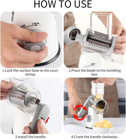 3-in-1 Drum Grater – Manual, Versatile & Safe
