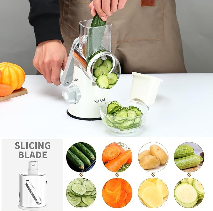 3-in-1 Drum Grater – Manual, Versatile & Safe