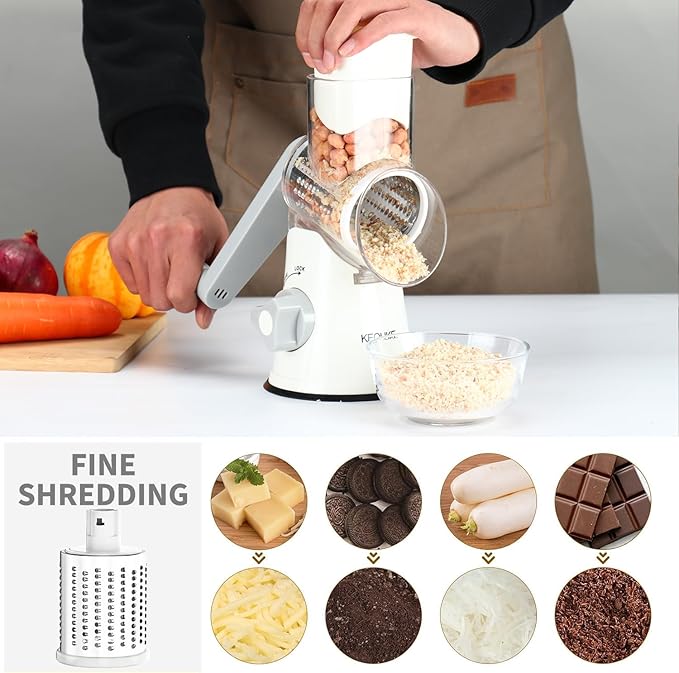 3-in-1 Drum Grater – Manual, Versatile & Safe